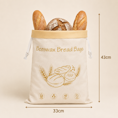 Bio-Baumwoll-Brotbeutel mit Bienenwachs hält Brot bis zu 7 Tage frisch