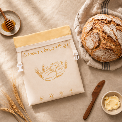 Handgefertigter Brotbeutel aus Bienenwachs und Bio-Baumwolle